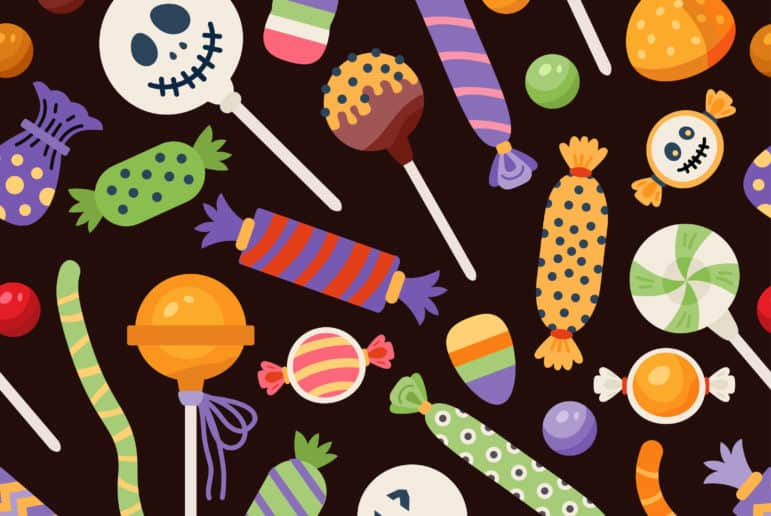 halloween seamless sweet pattern with cute candies